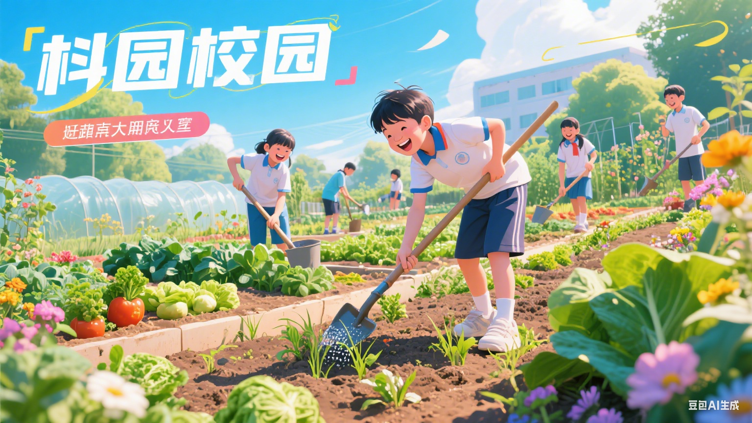 校园种植园成实践课堂，学生体验农耕乐趣