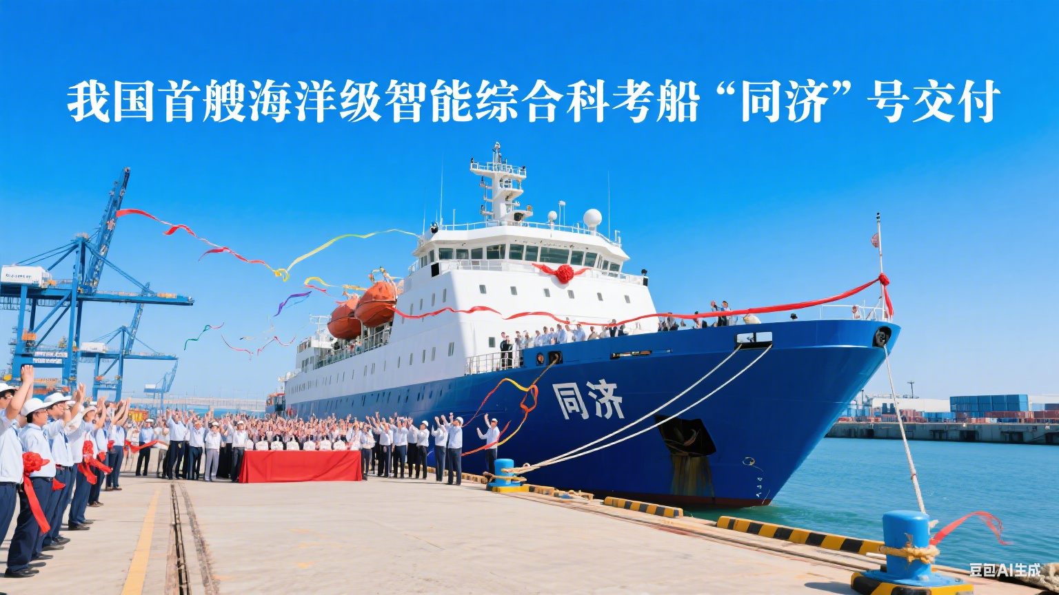 我国首艘海洋级智能综合科考船 “同济” 号交付